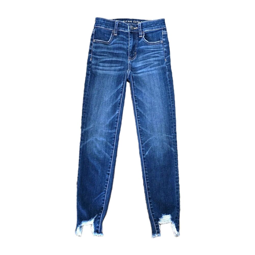 American Eagle Jeans Hi-Rise Jegging Crop Stretch Size 00 Regular Medium Wash